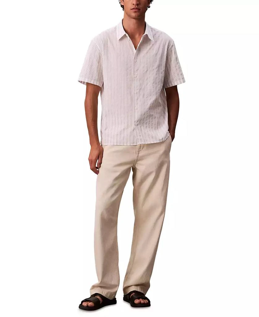 Calvin Klein Men's Cotton Striped Textured Short-Sleeve Shirt 3
