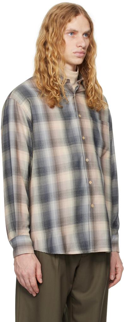 AURALEE Beige Super Light Wool Check Shirt - Shirts AURALEE Beige Super Light Wool Check Shirt - Shirts