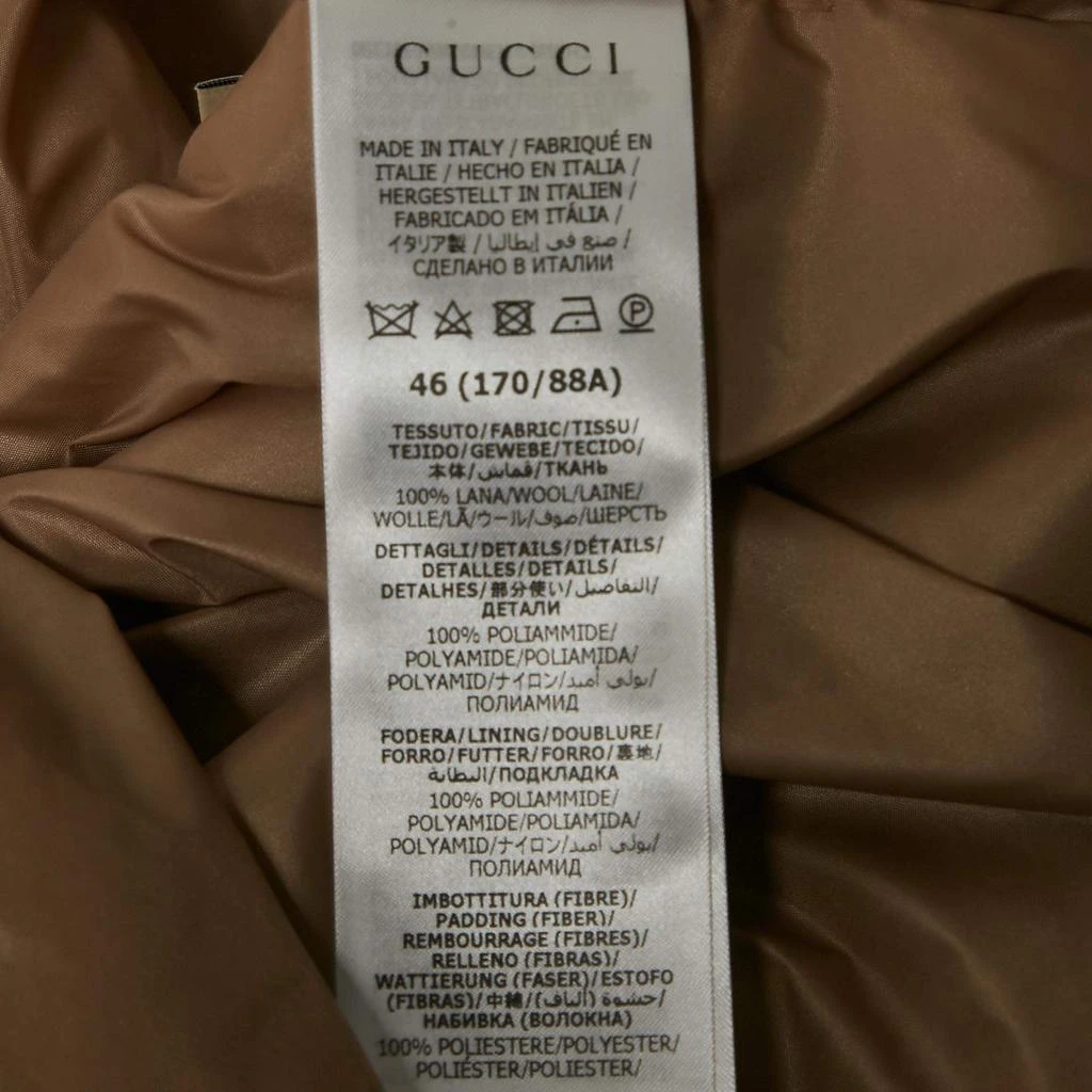 Gucci Gucci Camel Brown Brushed GG Flannel Wool Button Front Jacket S 5