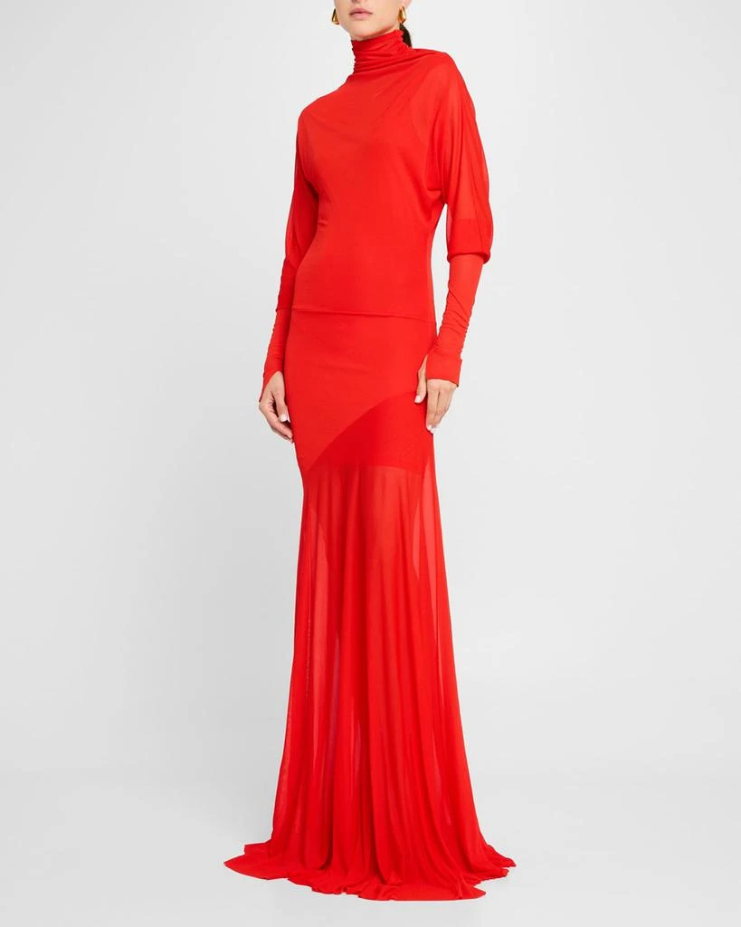 Proenza Schouler Paula Turtleneck Sheer Crepe Jersey Maxi Dress 2