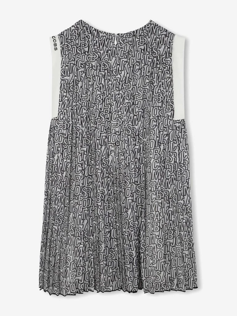 Marc Jacobs Girls Crepe Pleated Logo Dress in Black 2