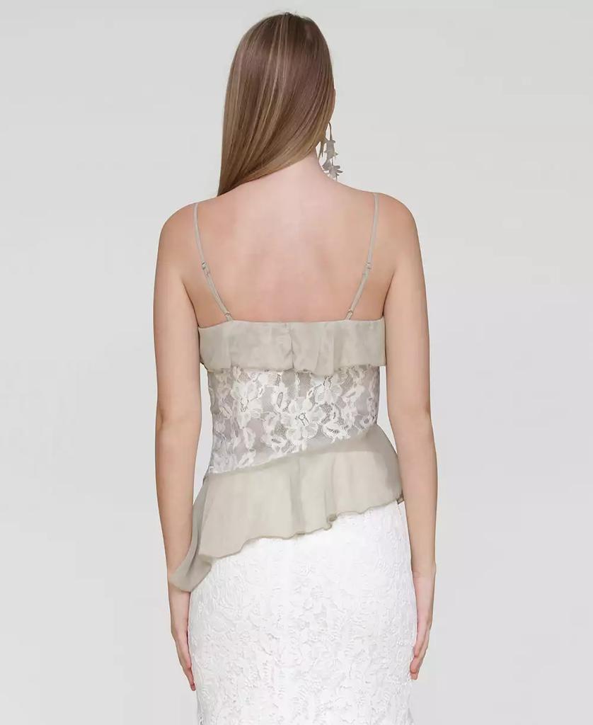 Avec Les Filles Women's Ruffle Lace-Panel Asymmetric Top