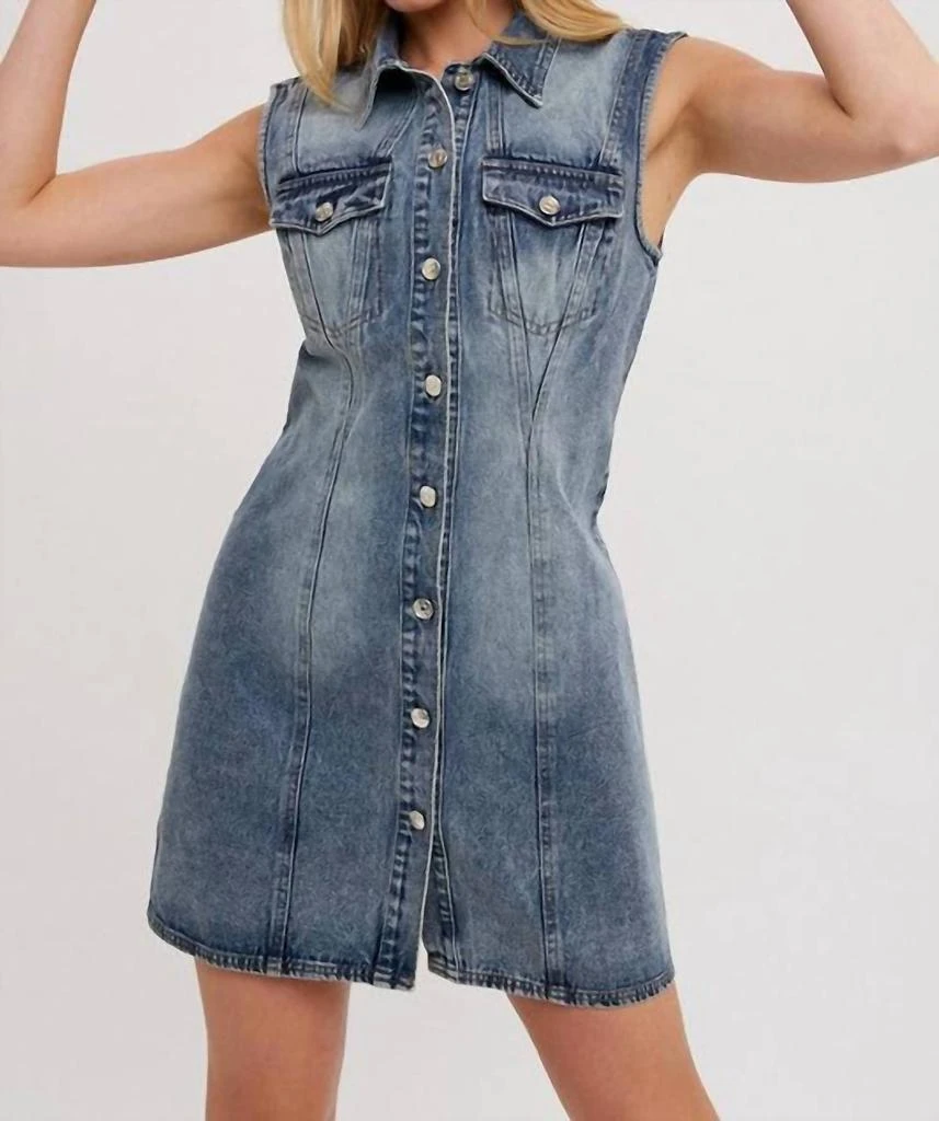 BluIvy Emmie Denim Mini Dress In Medium Wash 1