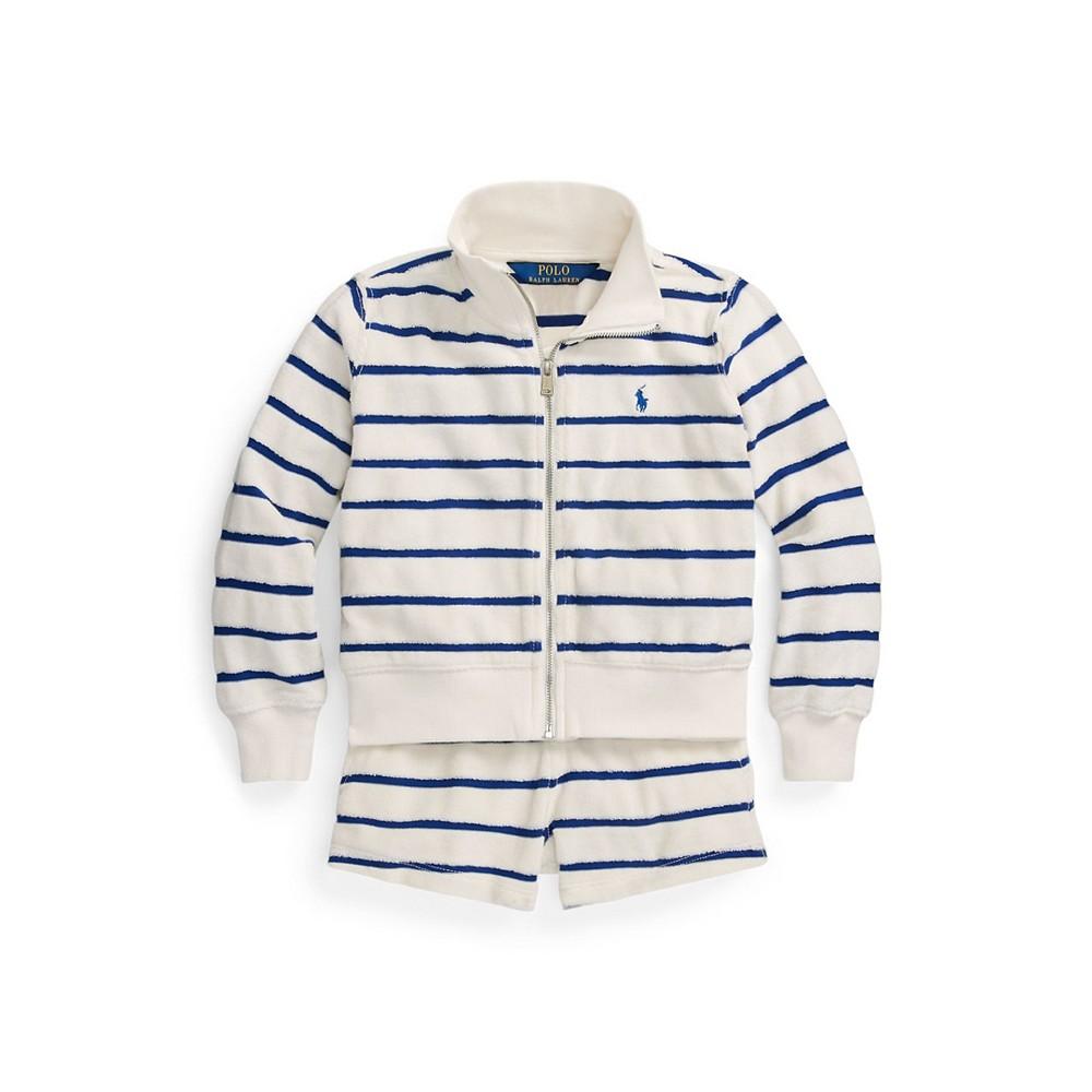 Polo Ralph Lauren Toddler and Little Girls Striped Cotton Terry Jacket and Shorts Set