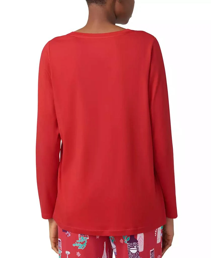 Hue Women's Solid V-Neck Long-Sleeve Pajama Top 2