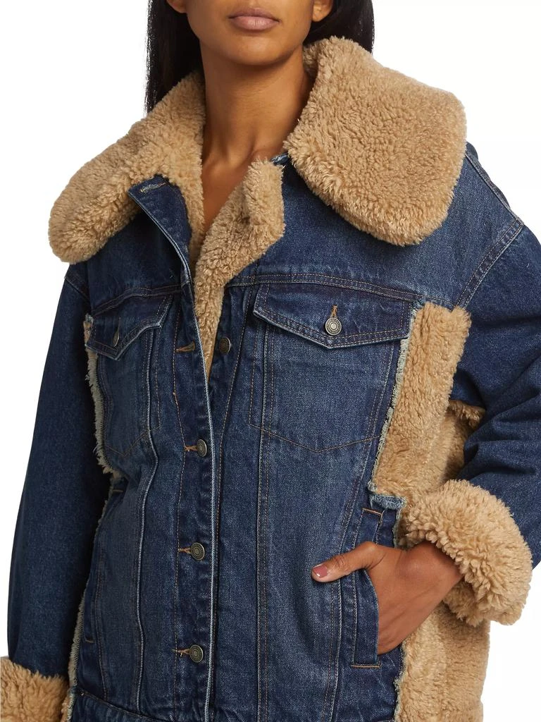Free People Holly Oversized Denim &amp; Sherpa Jacket 6