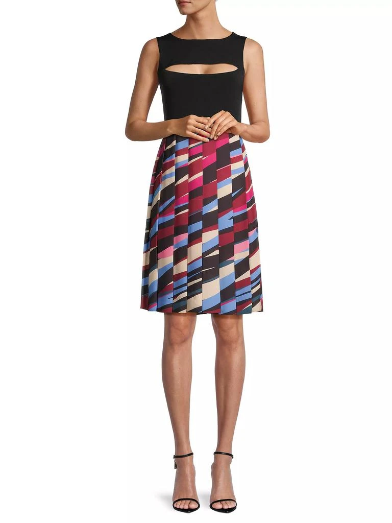 Laundry by Shelli Segal Pleated Geometric Cut-Out Dress 2