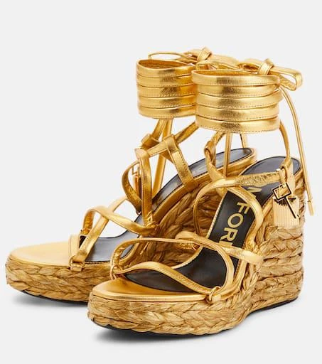 Tom Ford Padlock leather wedge sandals 5