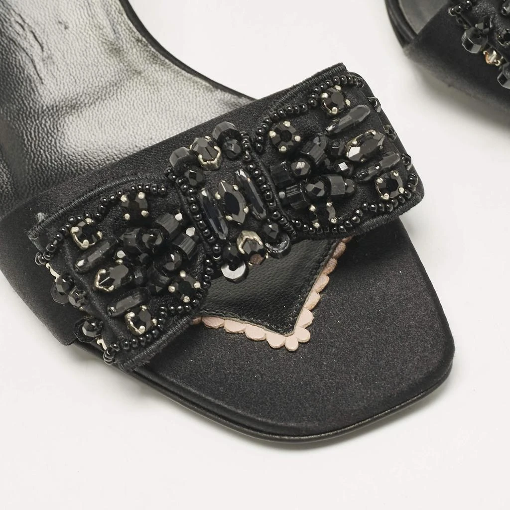 Prada Prada Black Satin Bow Embellished Slide Sandals Size 36.5 7