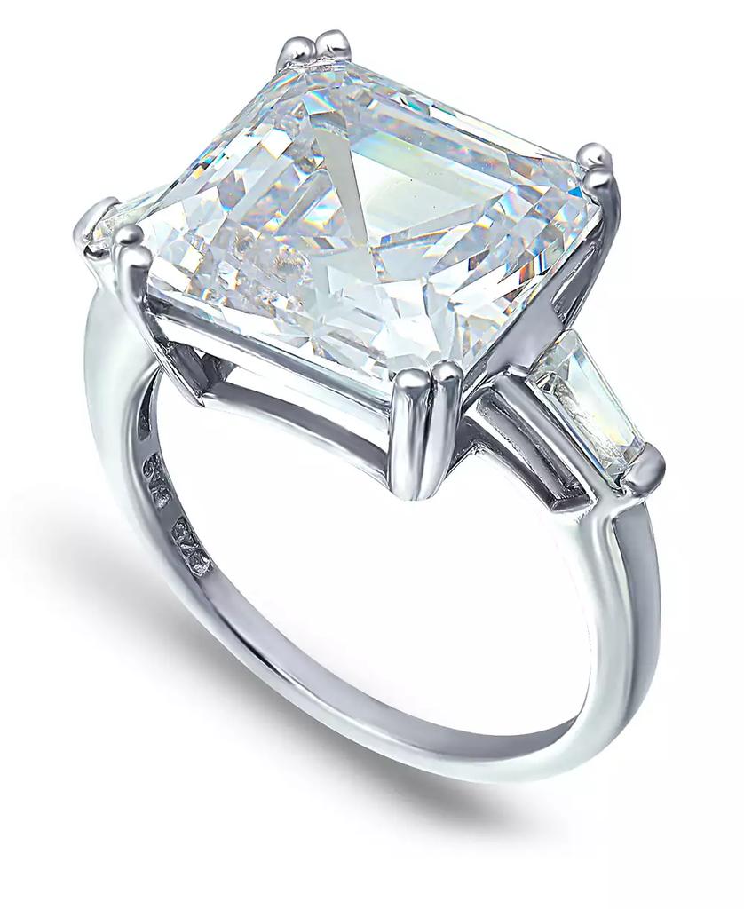 Macy's Cubic Zirconia Asscher Cut Center Stone Ring in Silver Plate