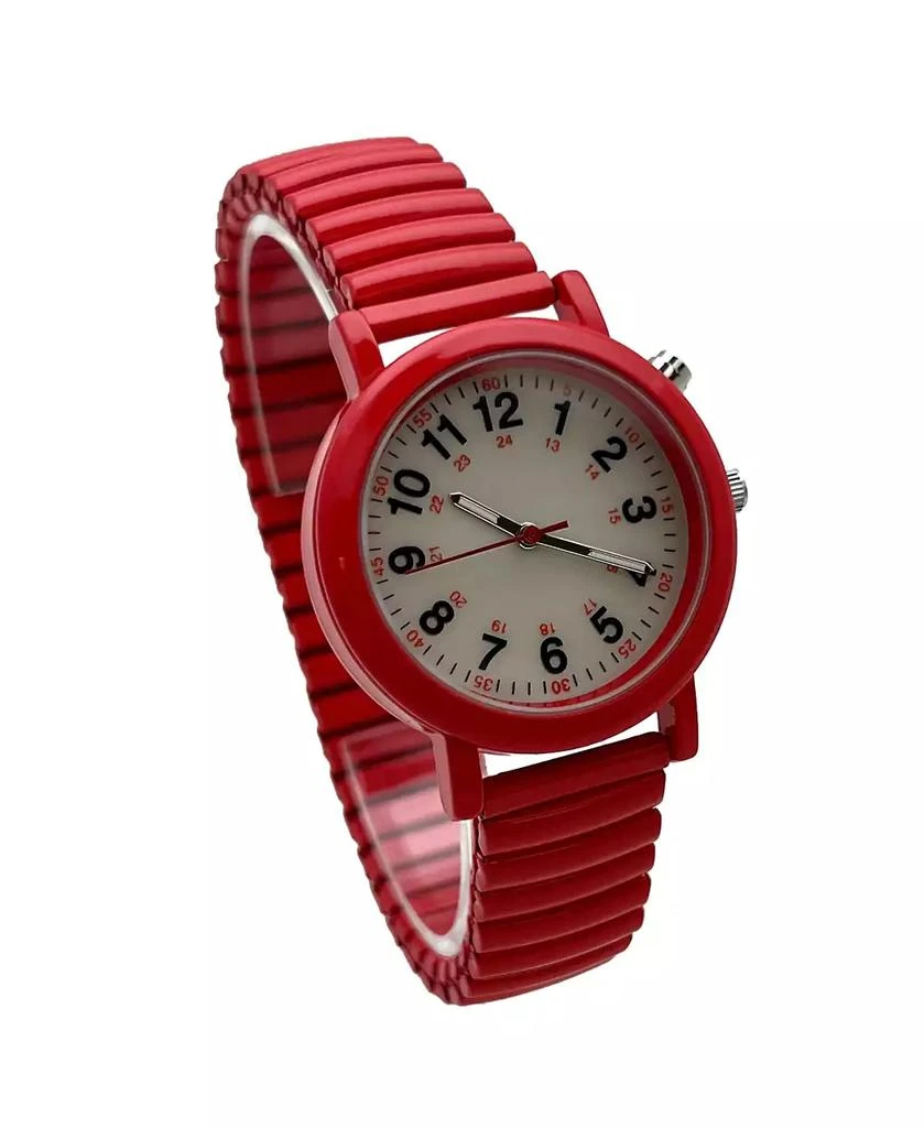 Olivia Pratt Red Stretch Band Easy Read Nurse Watch with Second Hand Women Watch 2