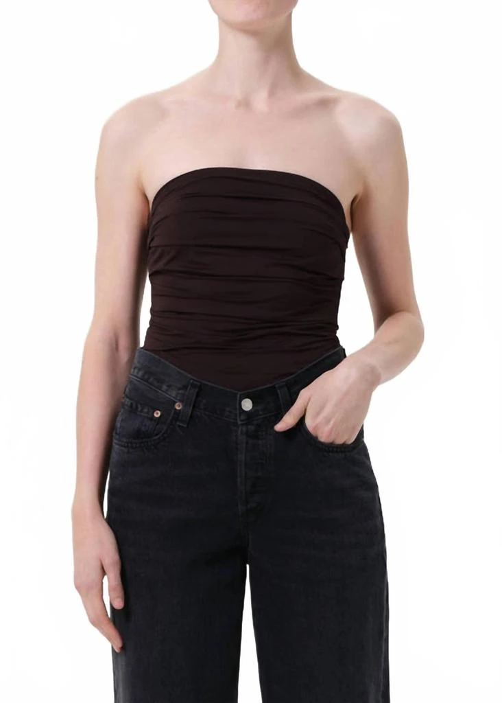 AGOLDE Gwyneth Strapless Bodysuit In Chocolate