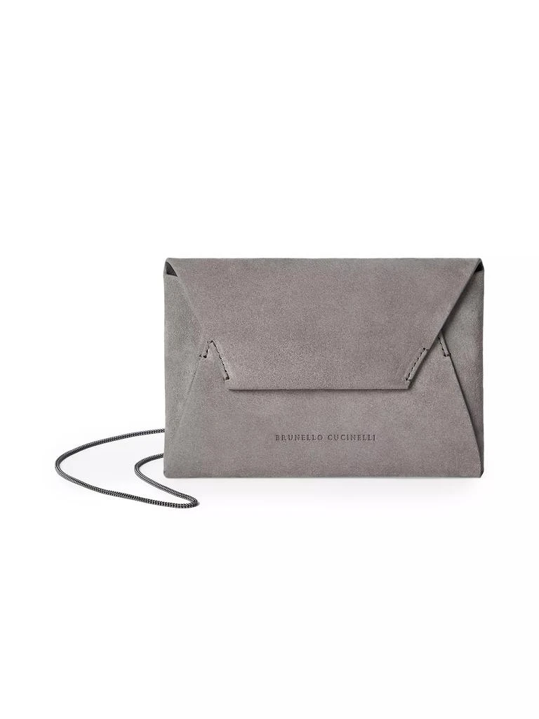 Brunello Cucinelli Duo Pochette in Suede with Precious Chain 2