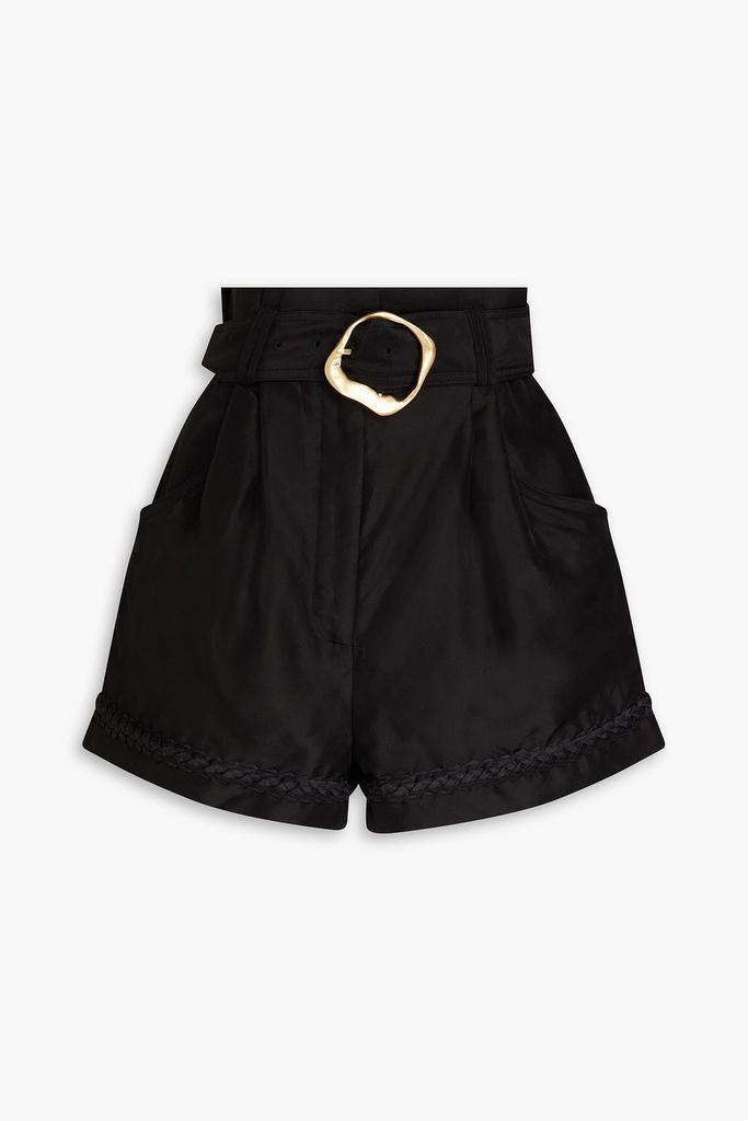 Aje Riveria belted silk-organza shorts