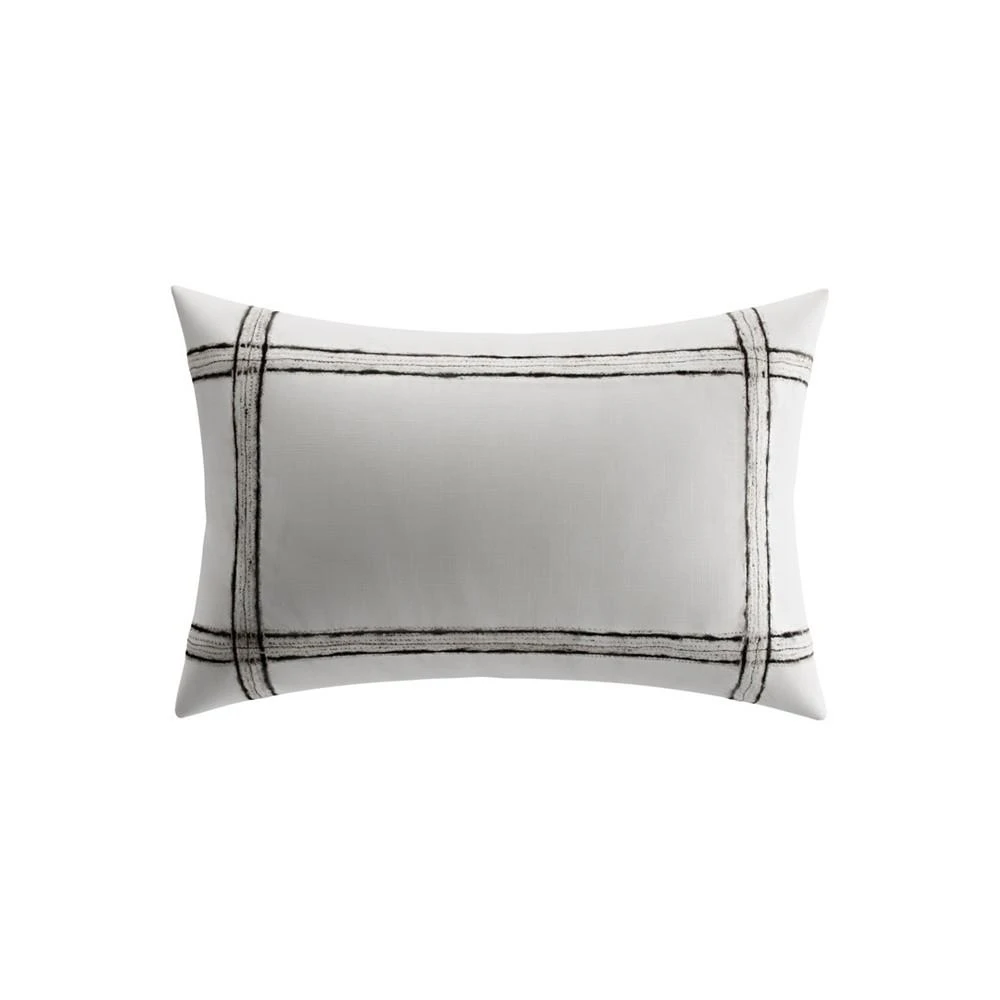 Vera Wang CLOSEOUT! Charcoal Vines Mohair Plaid Breakfast Pillow 1