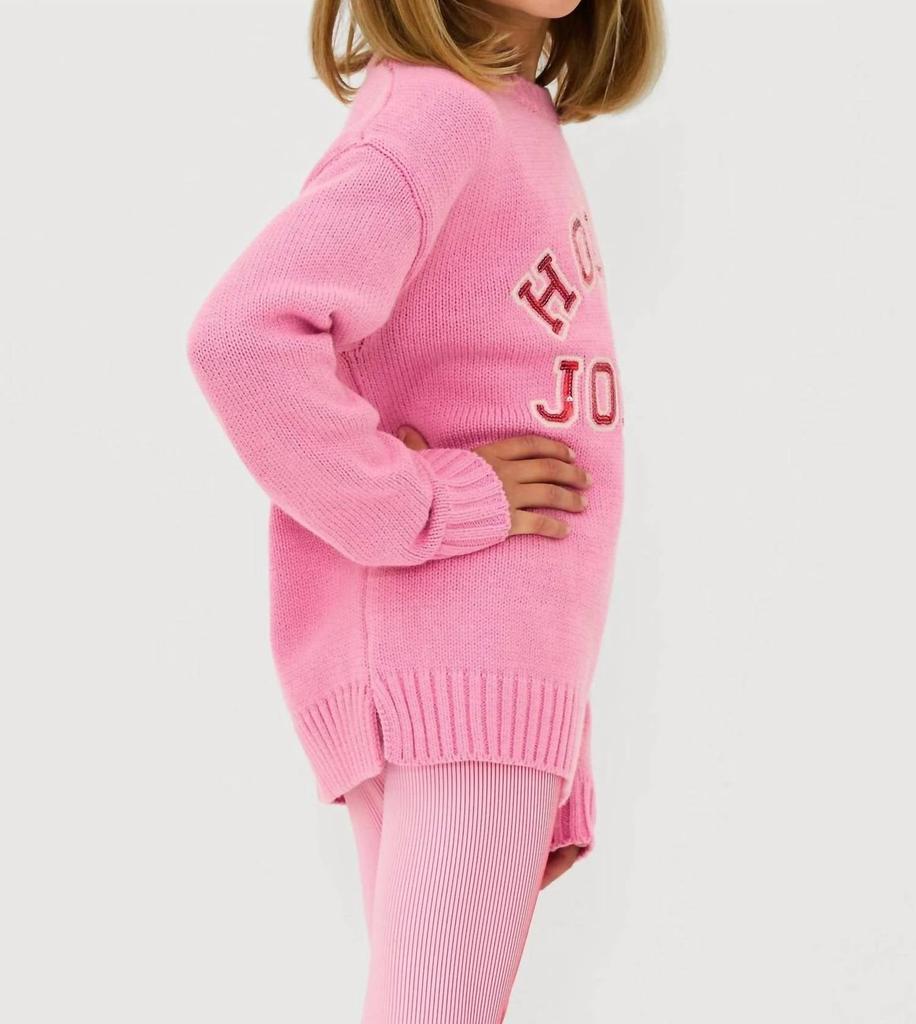 Beach Riot Girl's Callie Sweater Holly Jolly In Gumdrop Pink
