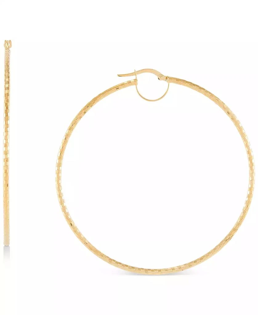 Macy's Faceted Bridge Hoop Earrings in 10k Gold (60mm) 1