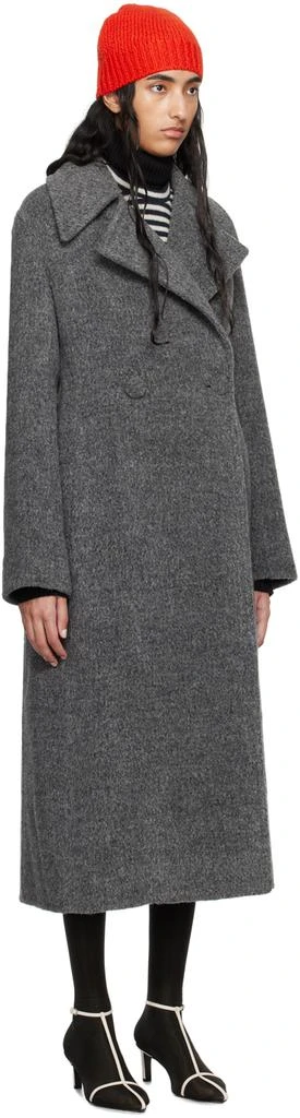 Jil Sander Gray Double-Breasted Coat 2