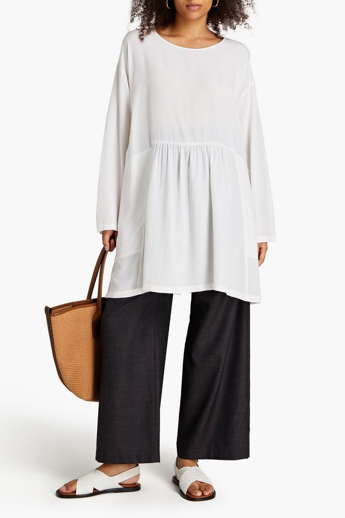 Eskandar Gathered silk crepe de chine tunic