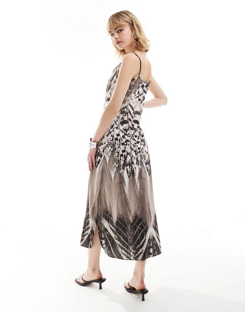 ALL SAINTS AllSaints Hadley Sierra satin midi slip dress in black/white 4