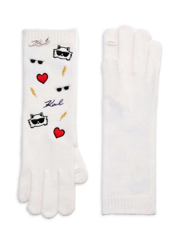 Karl Lagerfeld Paris Karl Icon-Embroidered Gloves 1