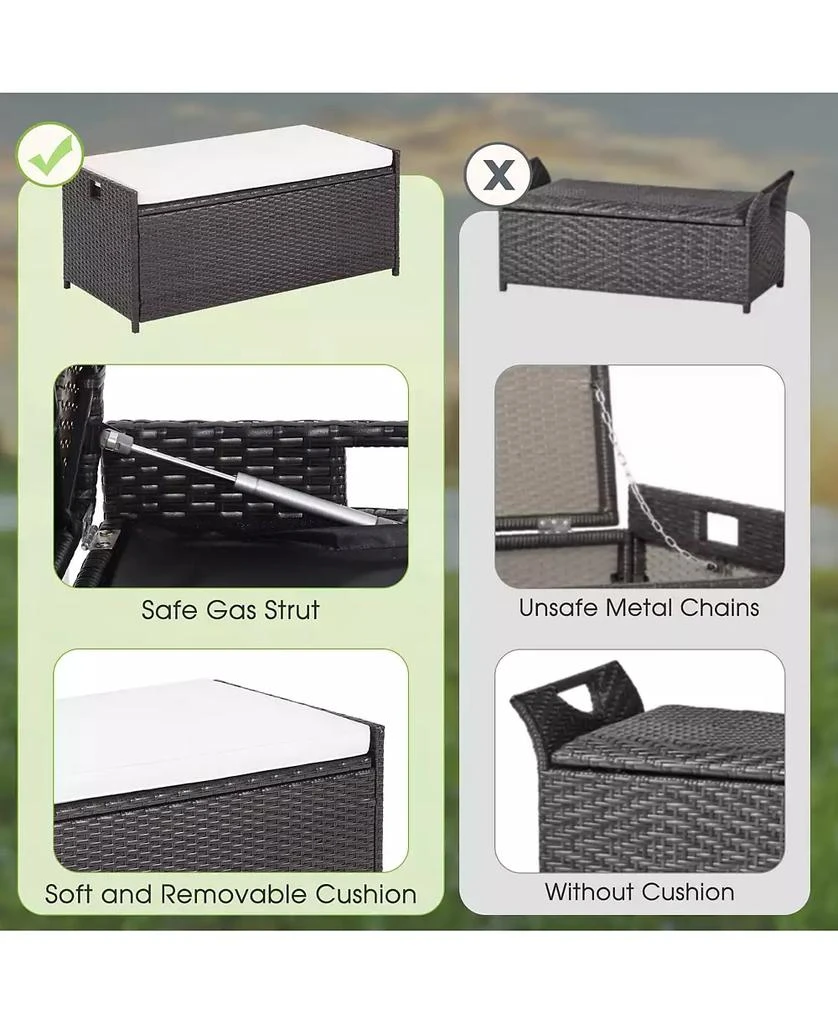 GOUUN 34 Gallon Patio Storage Bench with Seat Cushion and Zippered Liner 5