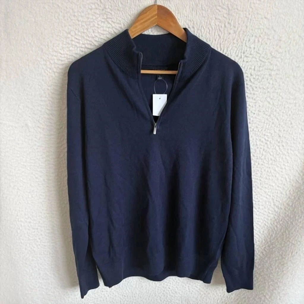 J. Crew Men's Merino Wool-Blend Half-Zip Sweater In Navy 2