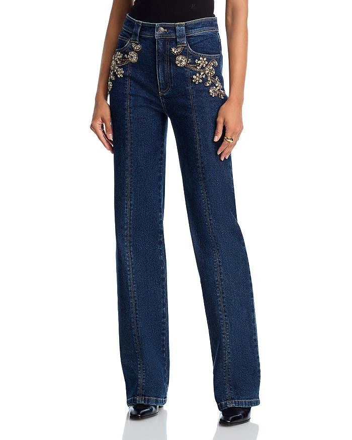 Cinq à Sept Crystal Ivy Embellished Jeans in Fontaine Multi