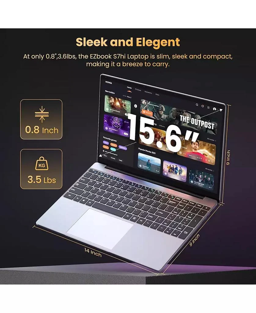 KUU Laptop, 12GB RAM 640GB ROM, Office 365-1 Year 5305U Processor, 15.6 Inch Computer, FHD IPS Screen, 38Wh Battery, 2 Stereo Speakers, USB3.0  2, HDMI 5