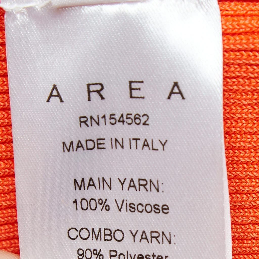 AREA Area Orange Rib Knit Crystal Embellished Midi Dress M 6