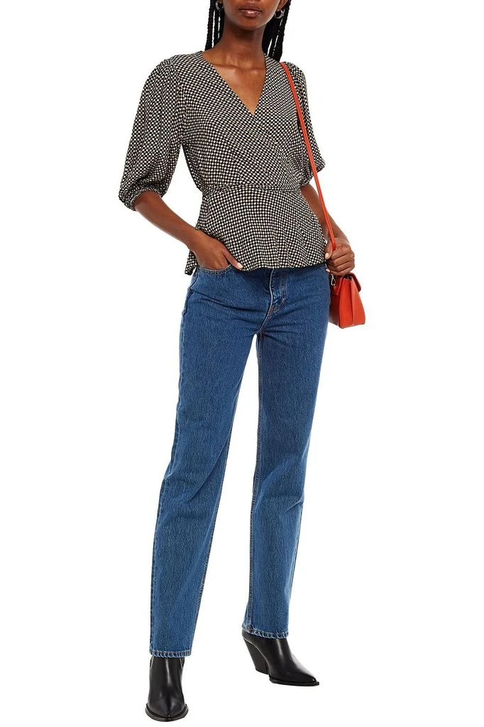Ganni Checked crepe wrap top 2