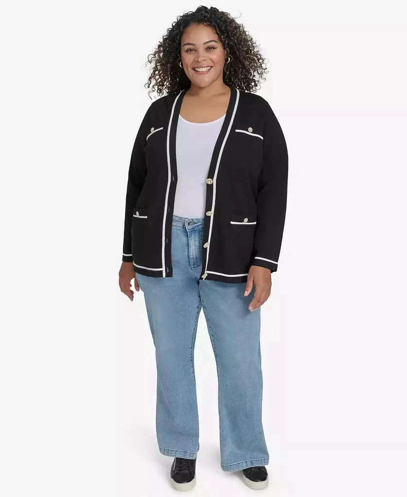 Karl Lagerfeld Paris Plus Size V-Neck Button-Front Cardigan, Exclusively at Macy's 3