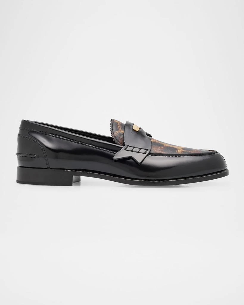 Christian Louboutin Men's Penny Leather Leopard-Print Loafers 1