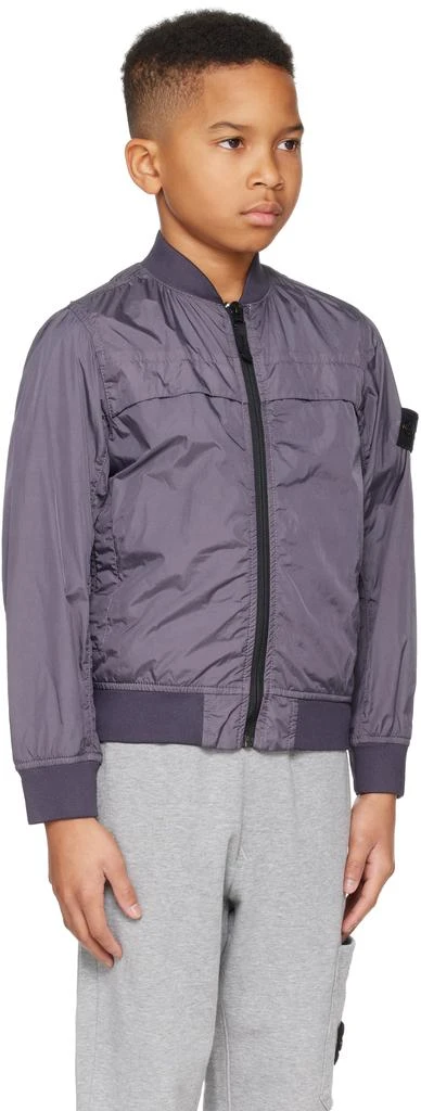 Stone Island Junior Kids Purple Nylon Bomber Jacket 2