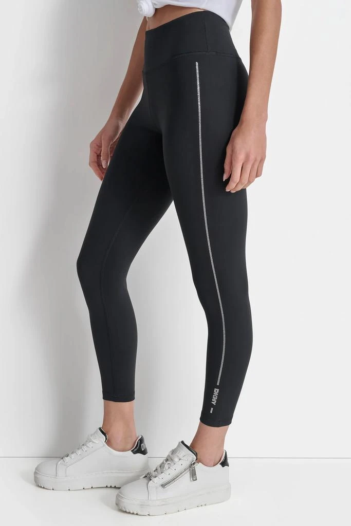 DKNY HIGH WAIST 7/8 RHINESTONE STRIPE LOGO LEGGINGS 1