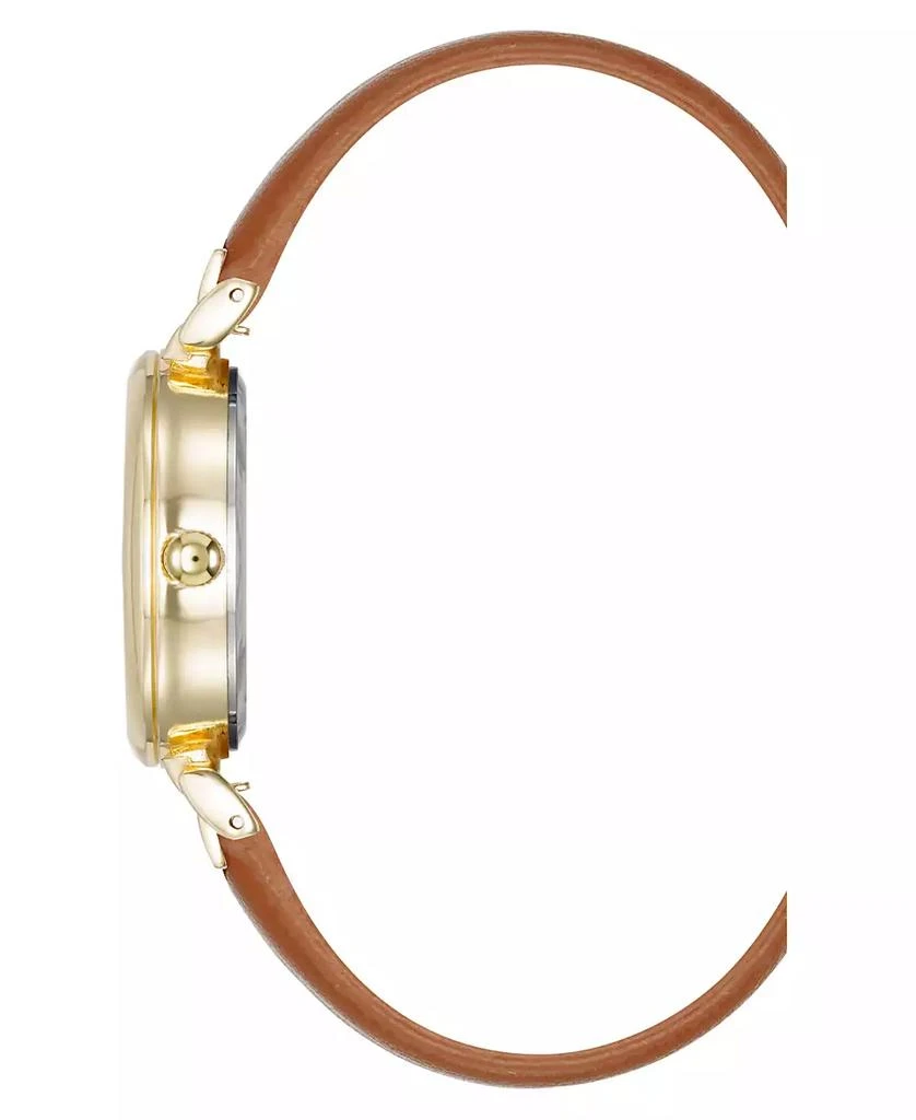 Anne Klein Women's Quartz Round Easy to Read Brown Faux Leather and Gold-Tone Alloy Metal Watch 2