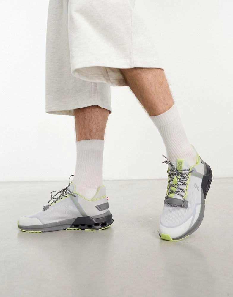 On ON Cloudnova Flux all day trainers in glacier and zest 4