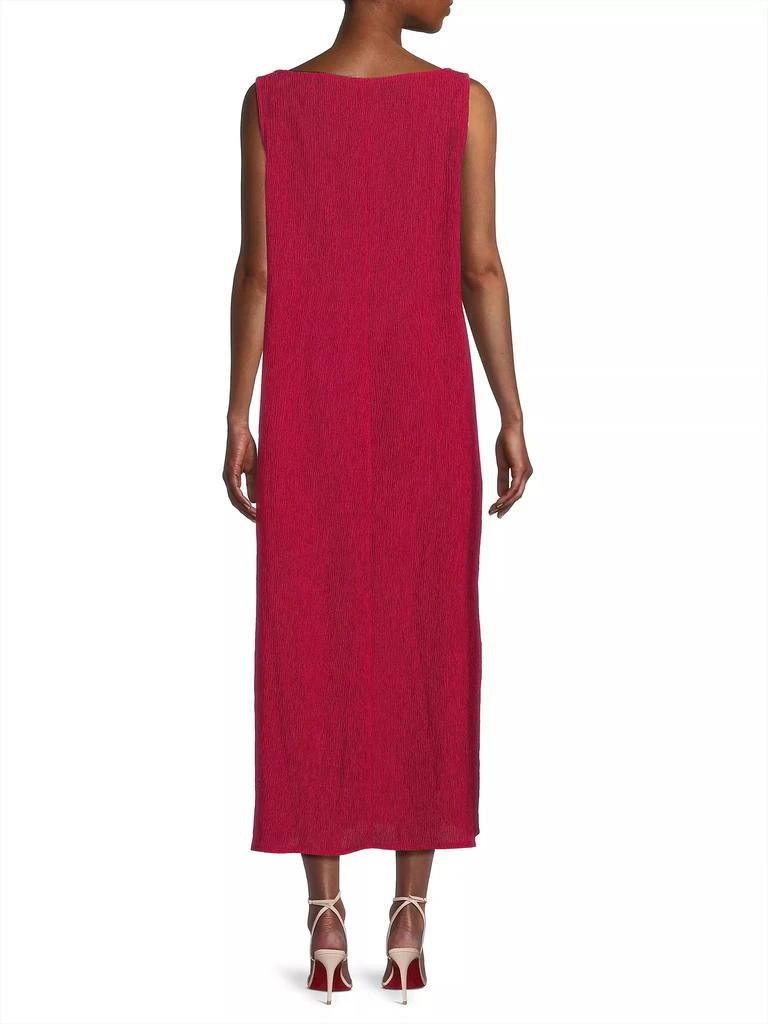 Eileen Fisher Plisse V-Neck Midi-Dress 5