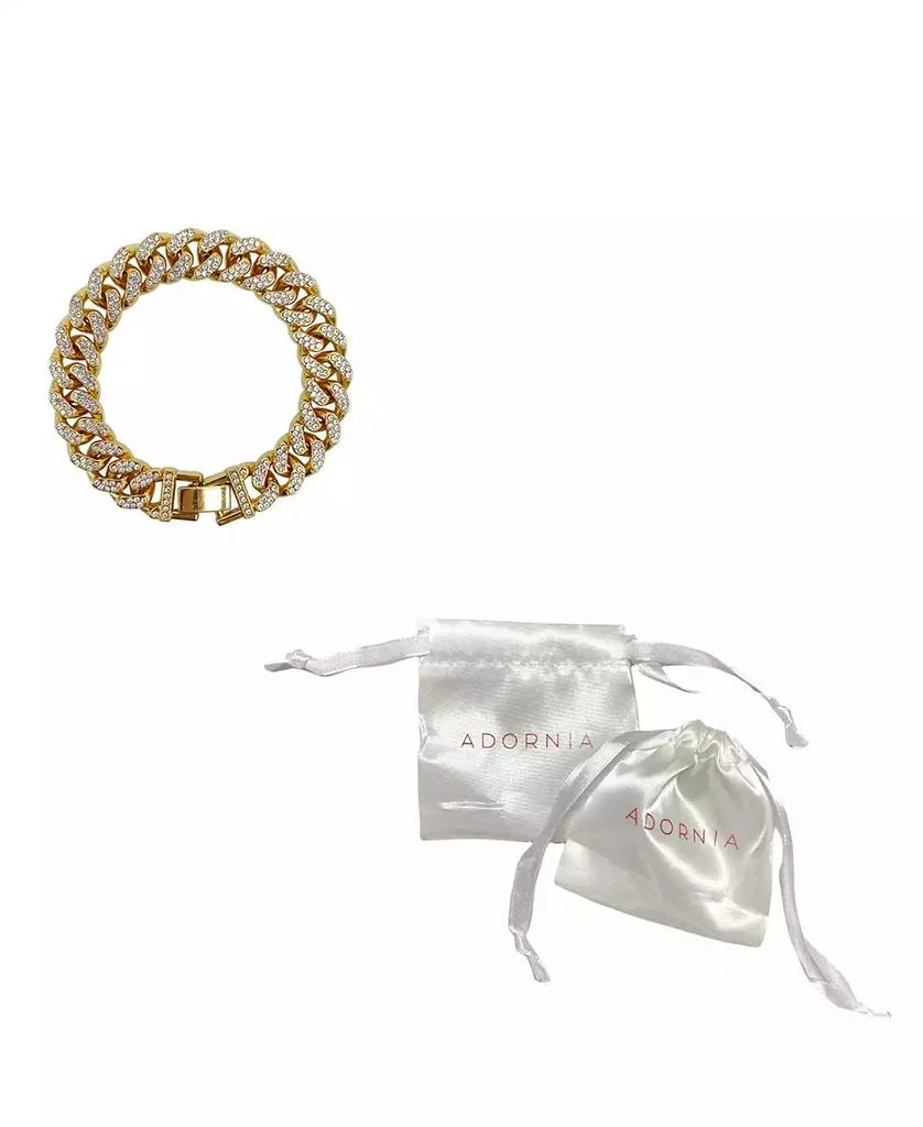 ADORNIA Women's Gold-Tone Plated Crystal Thick Cuban Curb Chain Bracelet 3