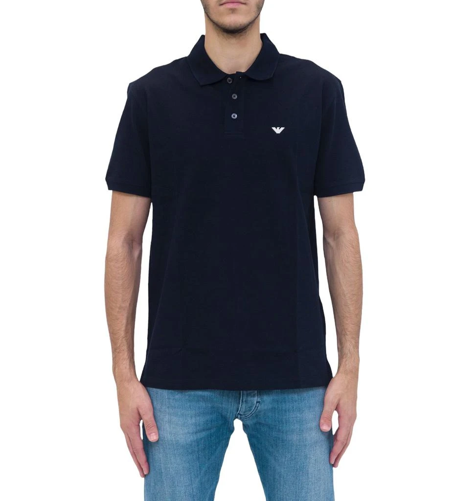 Emporio Armani Emporio Armani Micro Eagle Mercerised Pique Polo Shirt 1