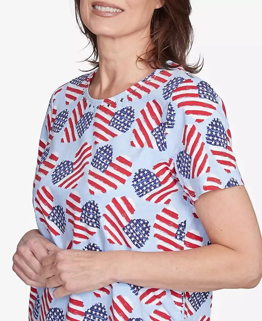 Alfred Dunner Petite  Flag Heart Top with Side Ruching 5