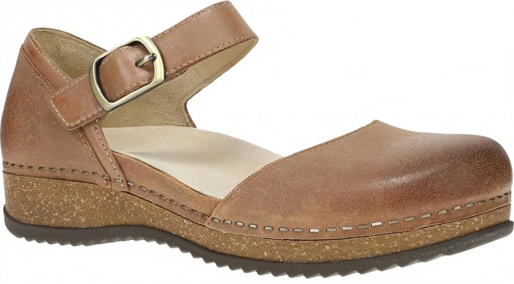 Dansko Women's Mae Mary Jane In Tan Burnished Suede 1