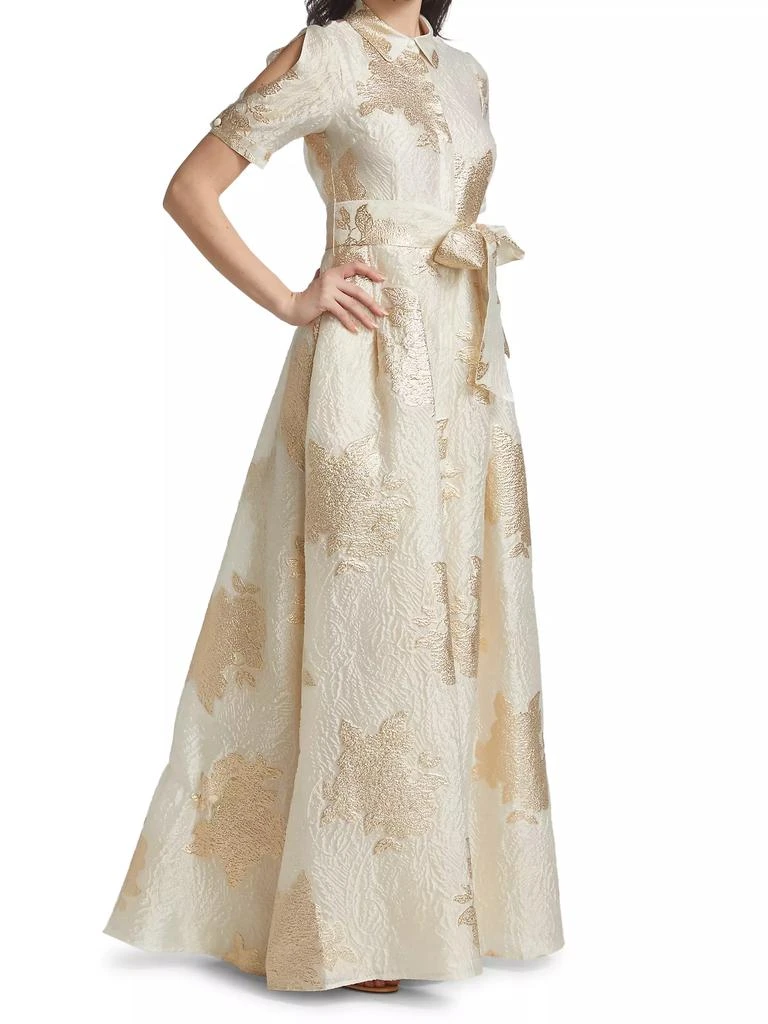 Teri Jon Brocade Organza Tie Waist Gown 4