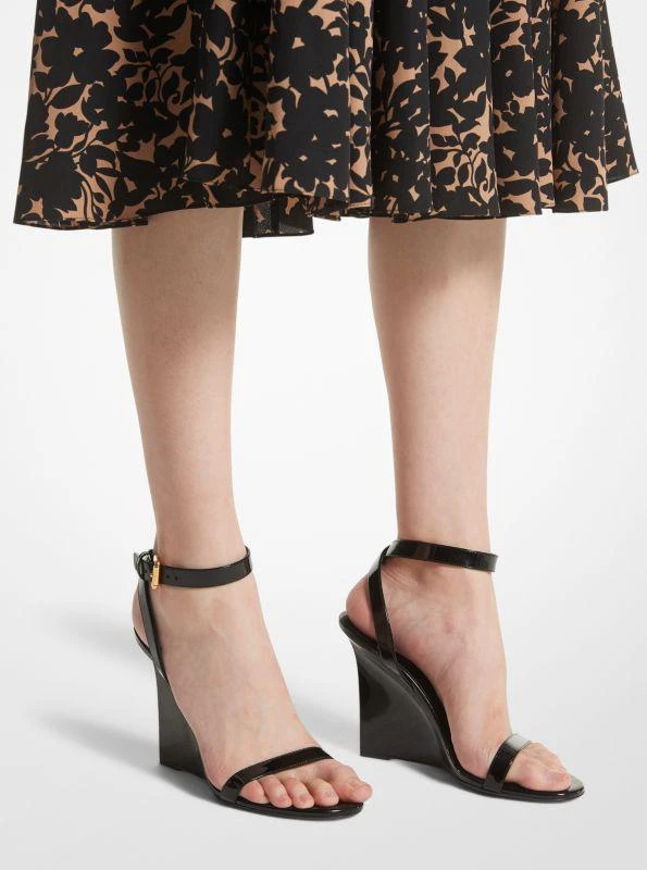 Michael Kors Claudia Patent Leather Wedge Sandal 4