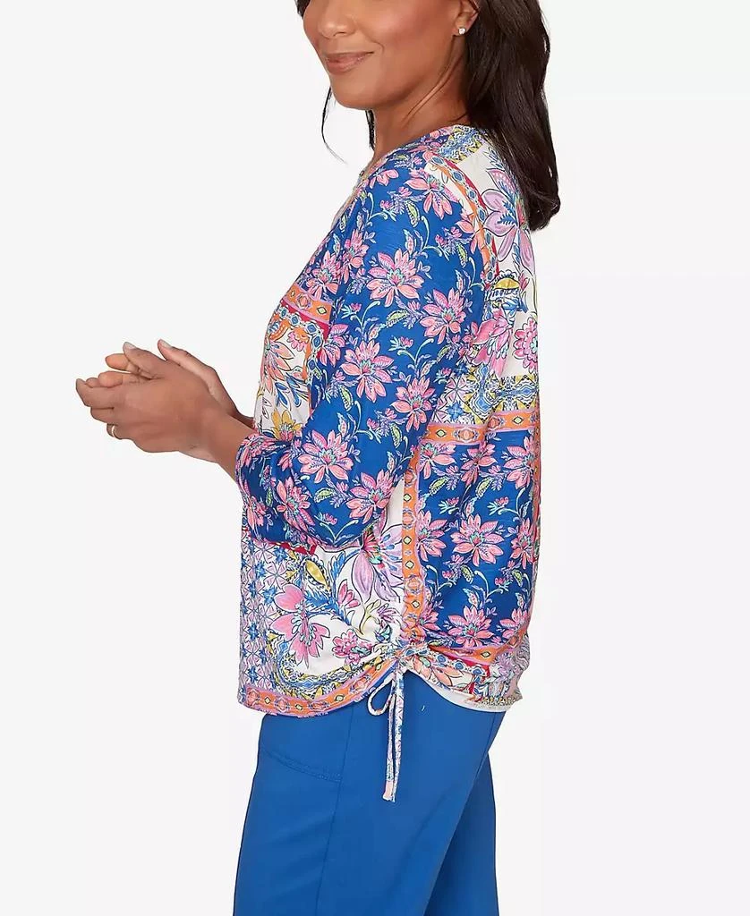 Alfred Dunner Women
s  The Royal Treatment Geometric Floral Tie Ruched Top 4