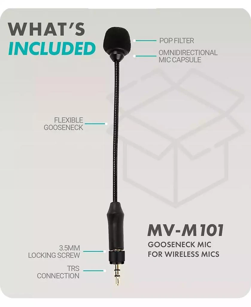 Movo MV-M101 Gooseneck Omnidirectional Lavalier Microphone- Compatible Wireless Transmitters 4