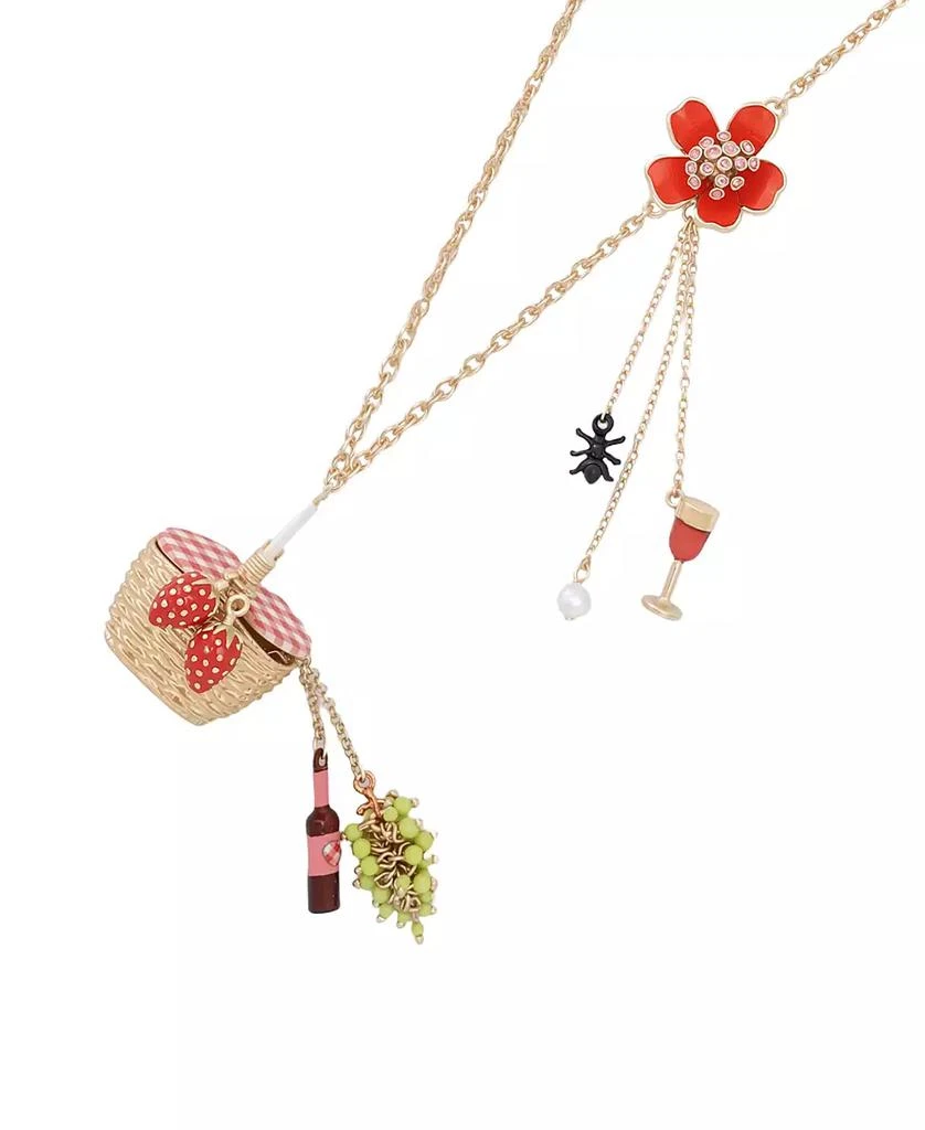 Betsey Johnson Faux Stone Backyard Picnic Basket Pendant Necklace 2