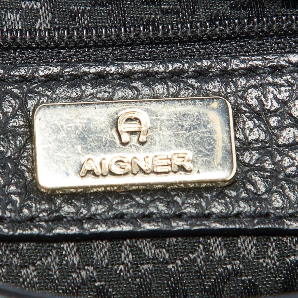 Aigner Aigner Black Leather Flap Crossbody Bag 10