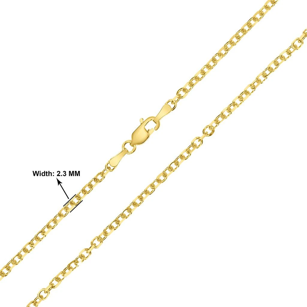 Monary 14K Yellow Gold 2.3mm Diamond Cut Oval Cable Chain with Lobster Clasp - 18 Inch 2