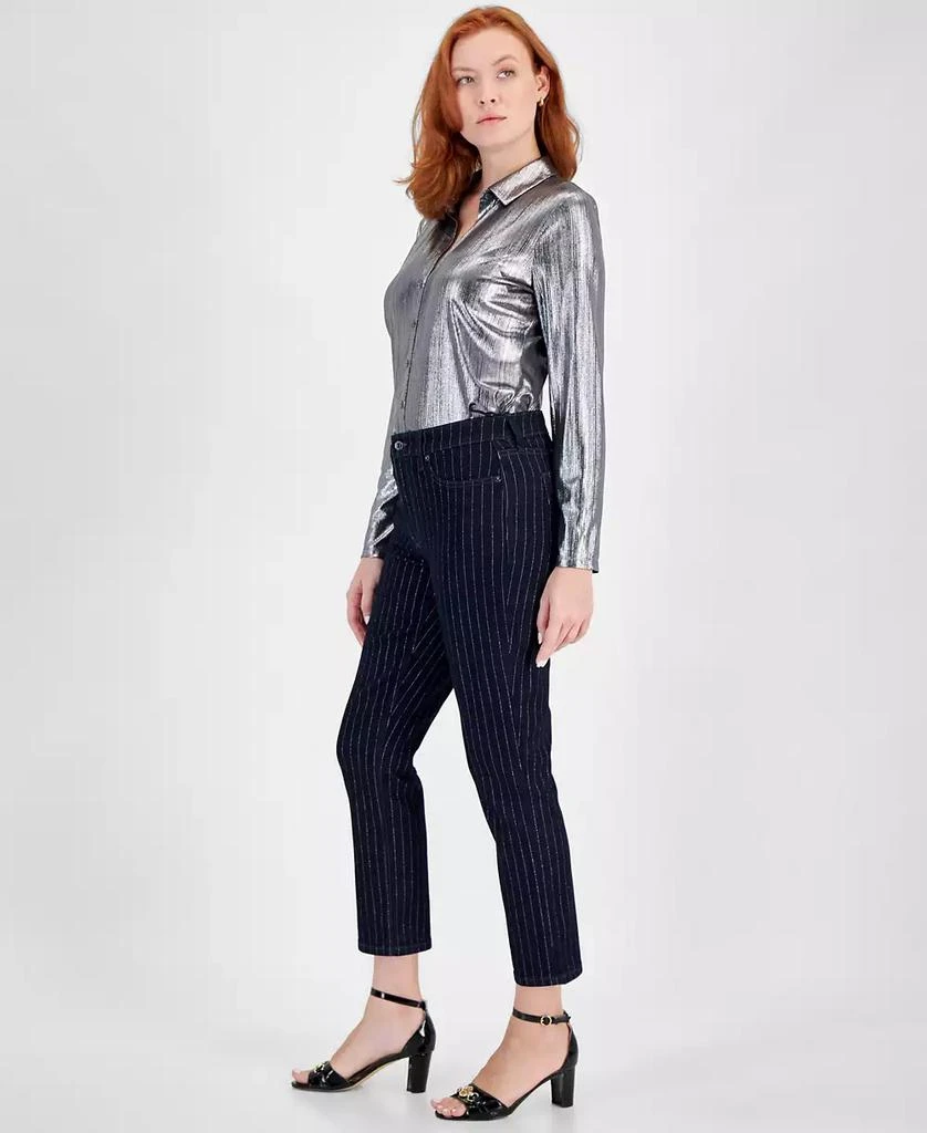 Tommy Hilfiger Women's Tribeca Striped Shine Ankle Jeans 3